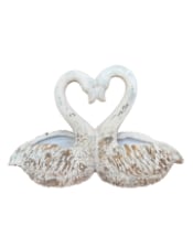 Large Antiqued "Love Heart" Pair of Swan Planters