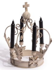 Antique White Metal Crown Candle Holder