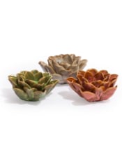 Mottled Green Floral Ceramic Tealight Holder (to be bought in qtys of 4)