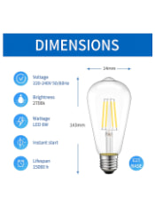Retro Style LED ST64 6w Bulb (E27 large Edison screw)