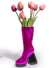 Large Electro Purple Heeled-Boot Ceramic Vase