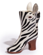 Medium Zebra Head Heeled-Boot Ceramic Vase