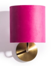 Brushed Brass Wall Lamp w/ Pink Velvet Shade