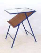 Navy Blue Metal Side Table w/ Magazine Rack