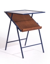 Navy Blue Metal Side Table w/ Magazine Rack
