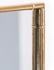 Antique Gold Rectangular Metal Bamboo Wall Mirror