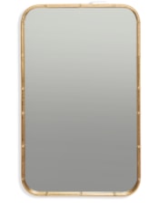 Antique Gold Round-Edged Rectangular Metal Bamboo Wall Mirror