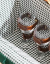 Luxury Gingham 4-Person Picnic Hamper w/ Leather Handles & Accessories