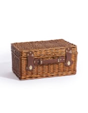 Luxury Tartan 2-Person Picnic Hamper w/ Leather Handles & Accessories