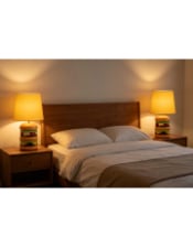 Classic Burger Table Lamp w/ Mustard Shade (to be bought in qtys of 2)