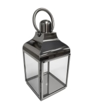 Medium Square Polished Steel and Glass Lantern