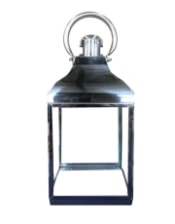 Medium Square Polished Steel and Glass Lantern