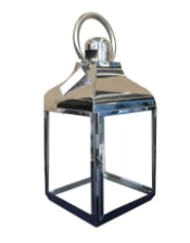 Medium Square Polished Steel and Glass Lantern