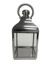 Medium Square Polished Steel and Glass Lantern