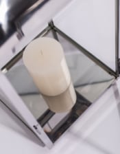 Large Square Polished Steel and Glass Lantern