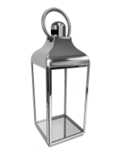 Large Square Polished Steel and Glass Lantern