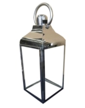 Large Square Polished Steel and Glass Lantern