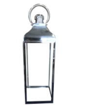Extra Large Square Polished Steel & Glass Lantern