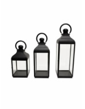 Medium Square Matt Black Steel and Glass Lantern