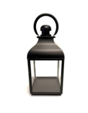 Medium Square Matt Black Steel and Glass Lantern