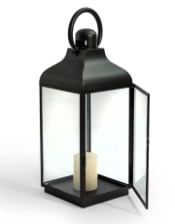 Large Square Matt Black Steel and Glass Lantern