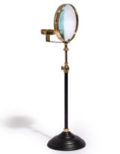 Brass Magnifying Glass on Black Stand w/ Candle Holder 