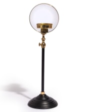 Brass Magnifying Glass on Black Stand w/ Candle Holder 