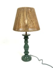 Pale Green Table Lamp w/ Natural Ribbed Rope Shade (to be bought in qtys of 2)