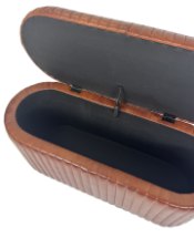 Industrial Vintage Ribbed Leather Storage Trunk