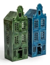 Green Metal "Amsterdam" Canal House Tealight Holder