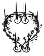 Large Antiqued Bronze Heart Wreath Wall Sconce
