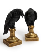 Pair of Raven Candle Holders on Ornate Gold Base
