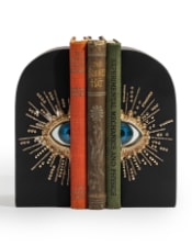 Pair of Embossed "Sunburst Eye" Bookends