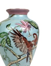 Colourful Parrot & Floral Ceramic Vase