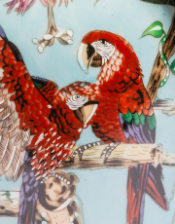 Colourful Parrot & Floral Ceramic Vase