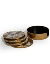 Set of 4 Mirrored Palm Tree Round Coasters