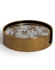 Set of 4 Mirrored Palm Tree Round Coasters