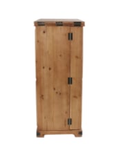 Rustic Slatted Wood Fold-Out Bar Cabinet
