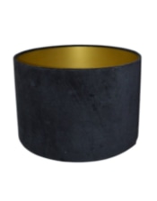 Black Velvet 40cm Cylinder Shade w/ Gold Inner Lining