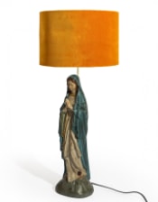 Yellow Ochre 40cm Velvet Cylinder Shade w/ Gold Inner Lining