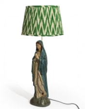 Green Zigzag Ikat Gathered / Pleated 40cm Lampshade
