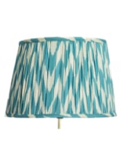 Blue Zigzag Ikat Gathered / Pleated 40cm Lampshade