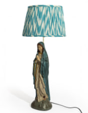 Blue Zigzag Ikat Gathered / Pleated 40cm Lampshade