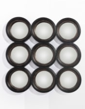 Locked Set of 9 Ornate Antiqued Black Convex Mirrors
