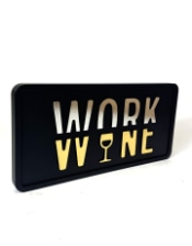 Black, Gold & Silver "Work/Wine" Wall Sign