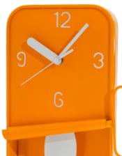Orange Metal Sardine Tin Pendulum Wall Clock