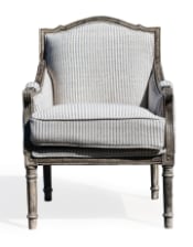 Pearson-Style Blue & White Pinstripe Occasional Wooden Armchair