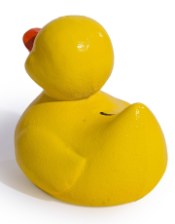 Cast Iron Antiqued Yellow Duck Coin Bank