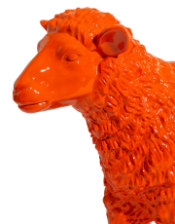 Large Bright Orange Sheep Figure