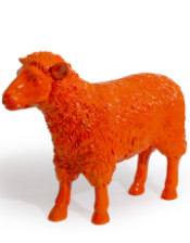 Large Bright Orange Sheep Figure